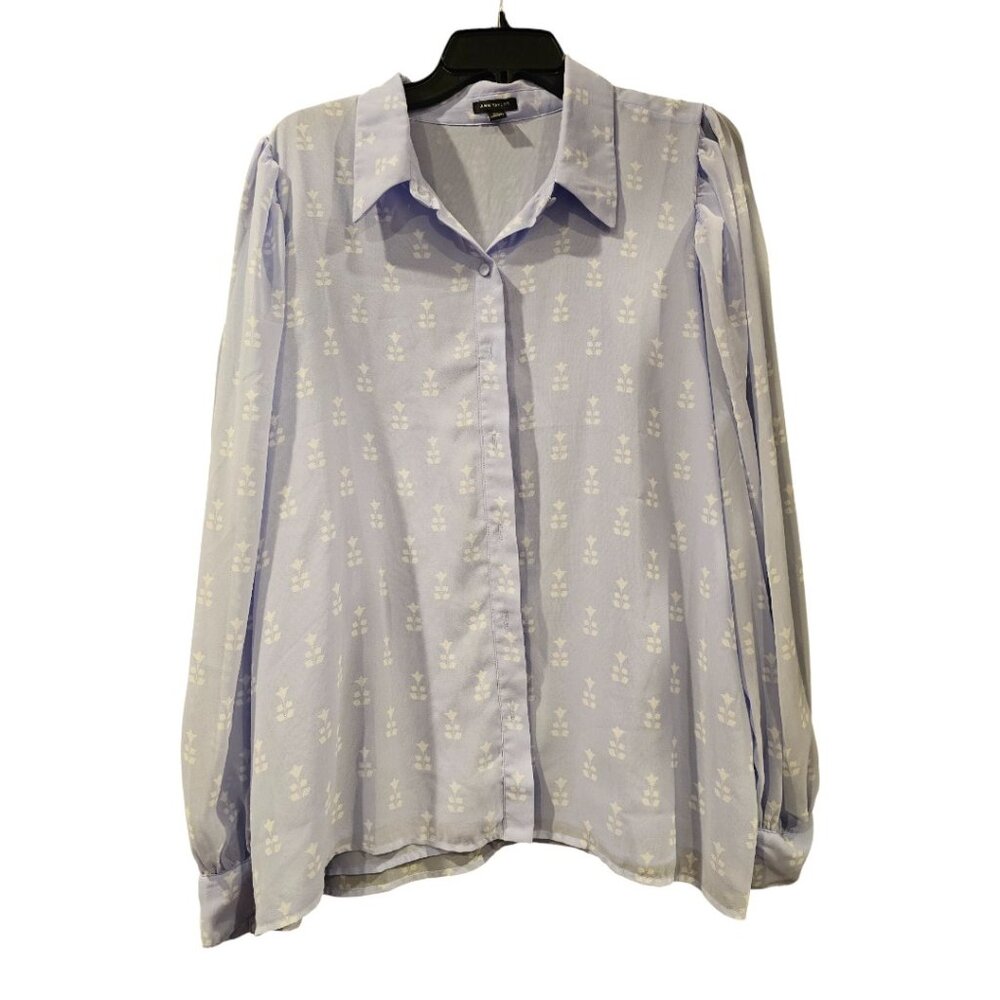 Ann Taylor Long Sleeve Button Down Light Purple Blouse - Picture 5 of 8